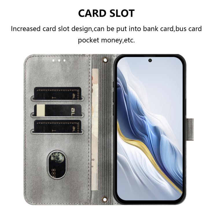Funda de cuero retro con hebilla para Huawei Nova 14 Ultra (gris)