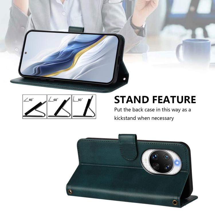 Funda de cuero retro con hebilla para Huawei Nova 14 Ultra (verde oscuro)
