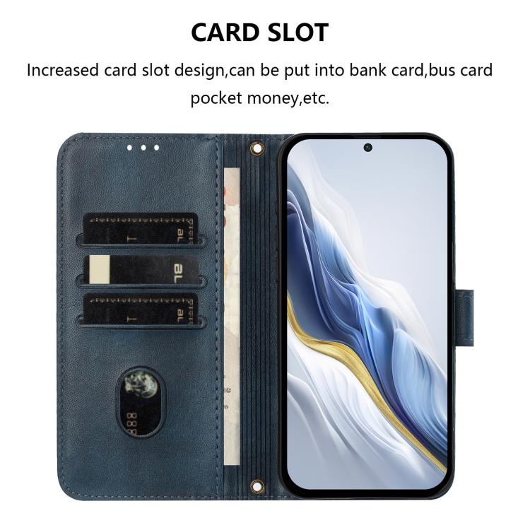 Funda de cuero retro con hebilla para Huawei Nova 14 (azul oscuro)