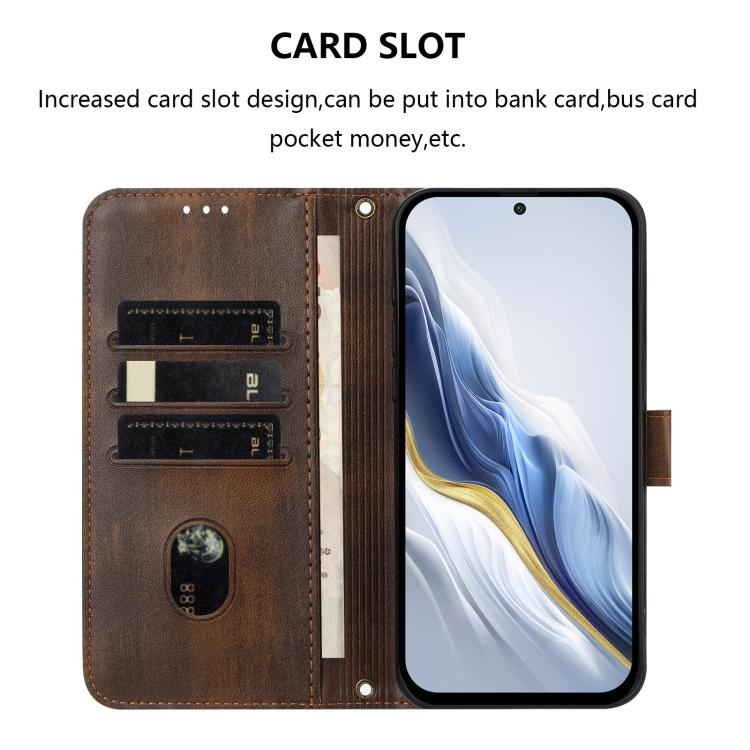 Funda de cuero retro con hebilla de empalme de línea para Huawei Nova 14 (marrón)