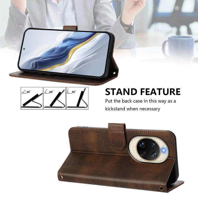 Funda de cuero retro con hebilla de empalme de línea para Huawei Nova 14 (marrón)