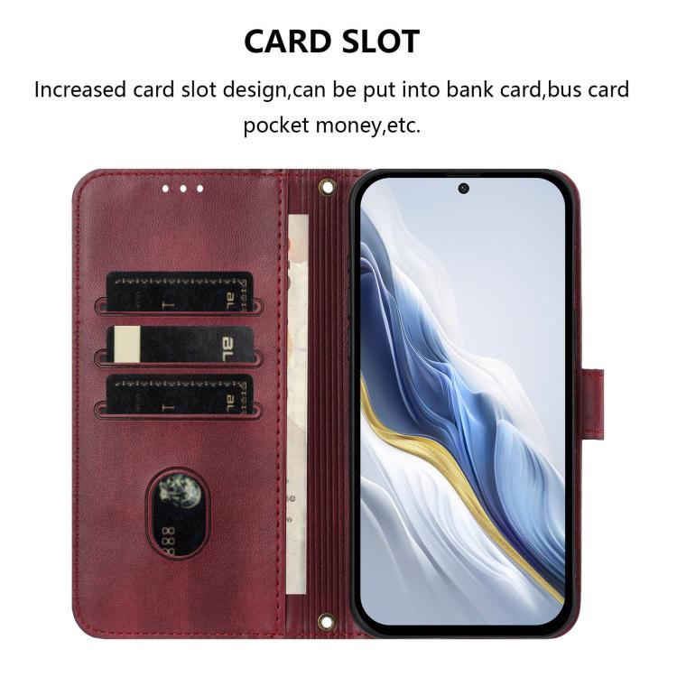 Funda de cuero retro con hebilla para Huawei Nova 14 Pro (rojo vino)