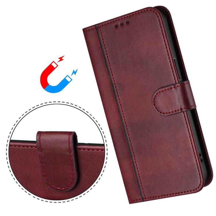 Funda de cuero retro con hebilla para Huawei Nova 14 Pro (rojo vino)