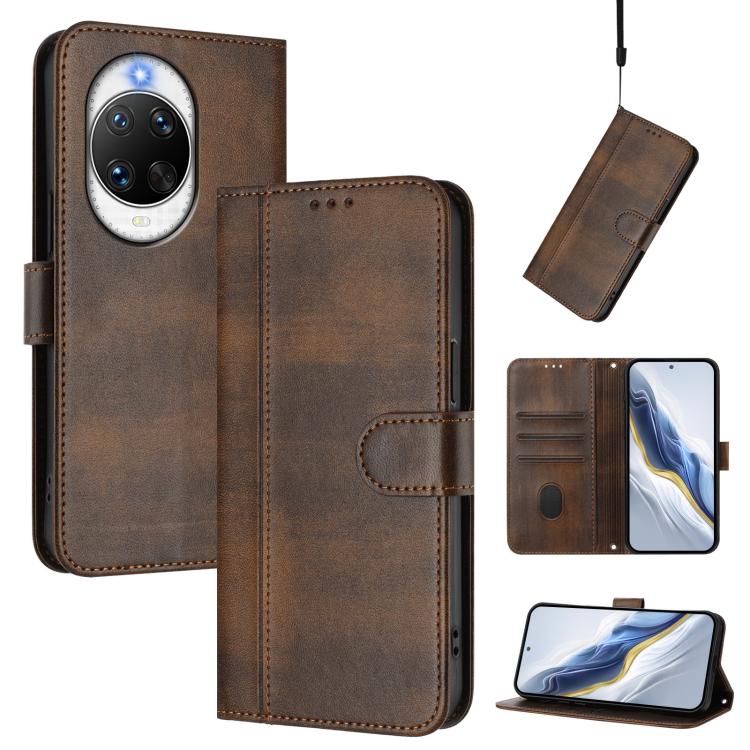 Funda de cuero retro con hebilla para Huawei Nova 14 Pro (marrón)