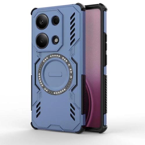 Funda a prueba de golpes con anillo magnético MagSafe y mariposa para Redmi Note 13 Pro 4G (azul)