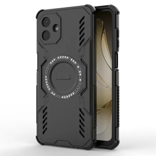 Funda con anillo magnético MagSafe y mariposa para Samsung Galaxy A07 4G (negro)