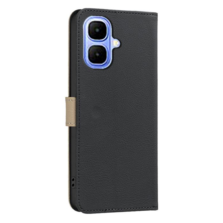 Funda de cuero RFID con estampado floral hueco para Infinix Smart 10 4G (negro)