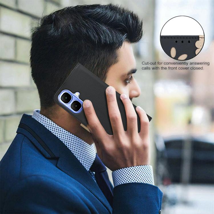 Funda de cuero RFID con estampado floral hueco para Infinix Smart 10 4G (negro)