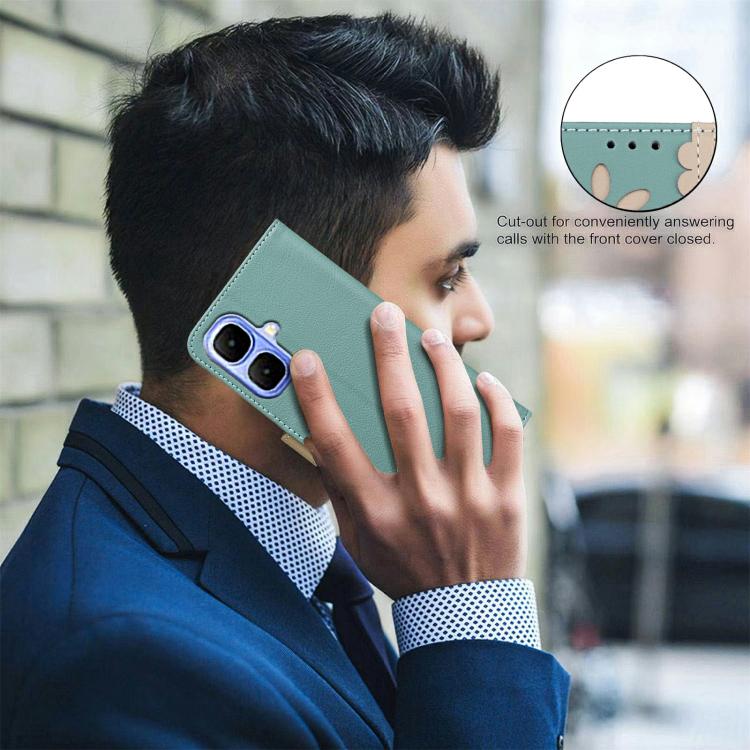 Funda de cuero RFID con estampado floral hueco para Infinix Smart 10 4G (verde)