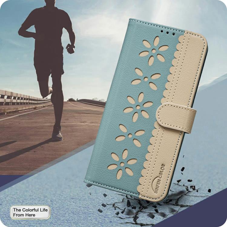 Funda de cuero RFID con estampado floral hueco para Infinix Smart 10 4G (verde)