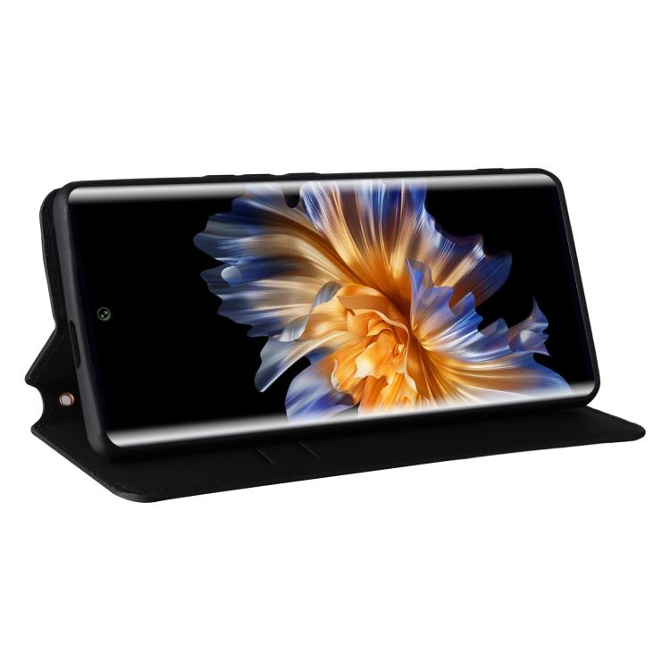 Funda de cuero con tapa y textura de cuadrícula cúbica para Fossibot S3 Pro (negra)