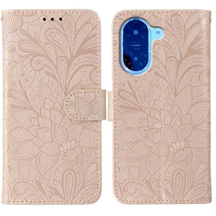 Funda de cuero con tapa y estampado floral para Redmi A5 4G (173,3 mm) (oro rosa)