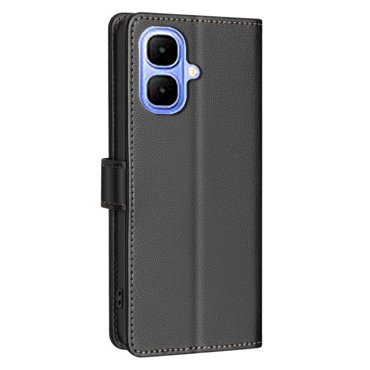 Funda de cuero antirrobo RFID con textura Litchi para Infinix Smart 10 4G (negra)