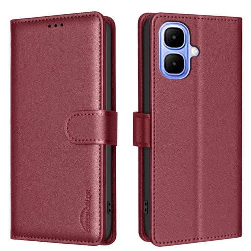 Funda de cuero antirrobo RFID con textura Litchi para Infinix Smart 10 4G (roja)