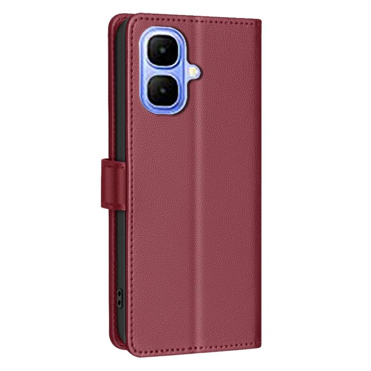 Funda de cuero antirrobo RFID con textura Litchi para Infinix Smart 10 4G (roja)