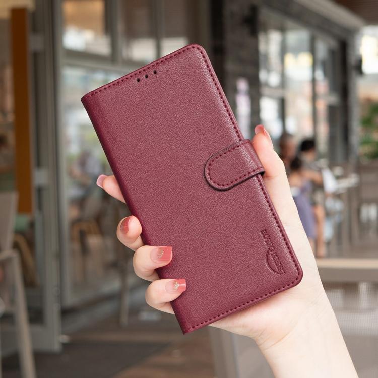 Funda de cuero antirrobo RFID con textura Litchi para Infinix Smart 10 4G (roja)