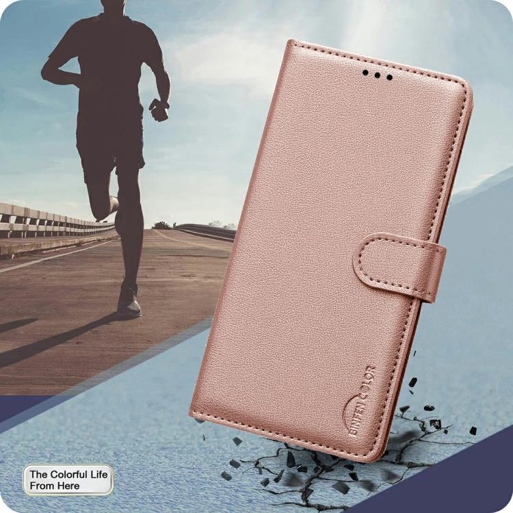 Funda de cuero antirrobo RFID con textura Litchi para Infinix Smart 10 4G (dorada)