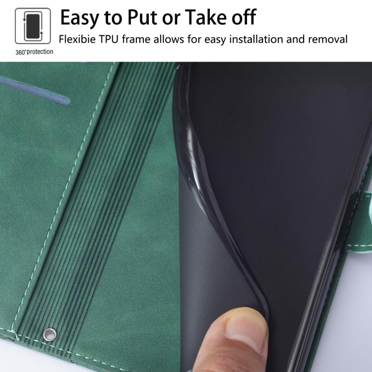 Funda de cuero con relieve 3D para TCL 605/60 SE (Verde)