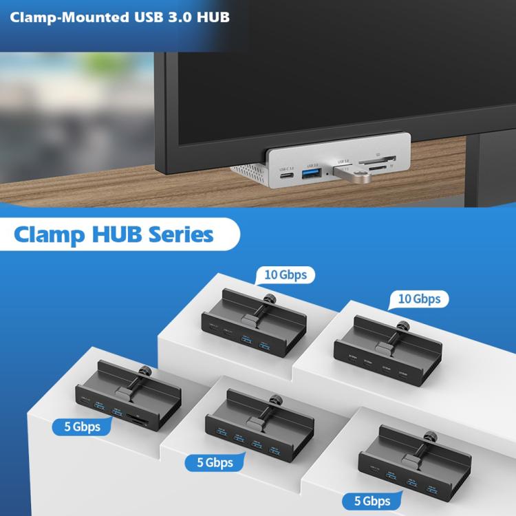 Concentrador de abrazadera ORICO HCL-2A2C-Pro aleación de aluminio 2 puertos USB 2 puertos tipo C (Negro)
