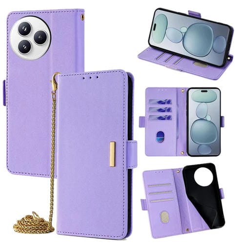 Funda de cuero con cadena cruzada para Xiaomi Civi 5 Pro 5G (morada)