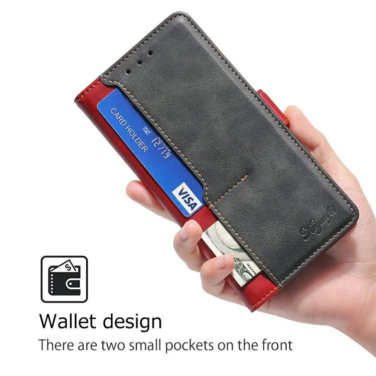 Funda de cuero con hebilla lateral en color de contraste para Redmi A5 4G (171,7 mm) (rojo y negro)