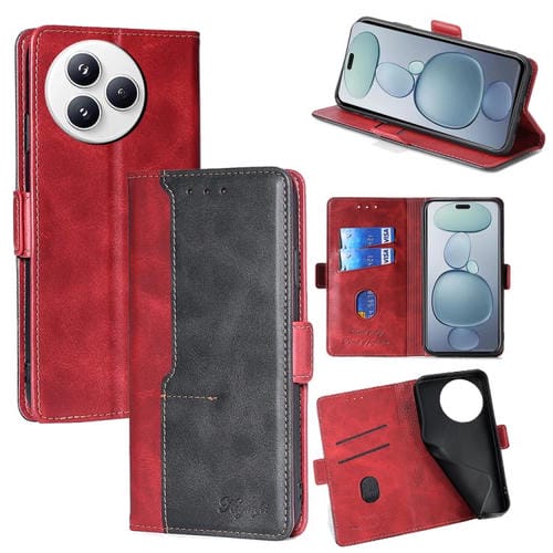 Funda de cuero con hebilla lateral y color de contraste para Xiaomi Civi 5 Pro 5G (rojo y negro)