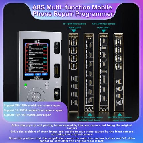 Programador Multifuncional i2C A8S Host+7-15 Pro Max True Tone Board Reparação de Telefones