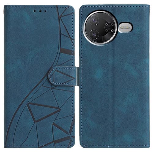 Funda de cuero con relieve de triángulos para Xiaomi Poco F7 Pro/F7 Ultra (azul)
