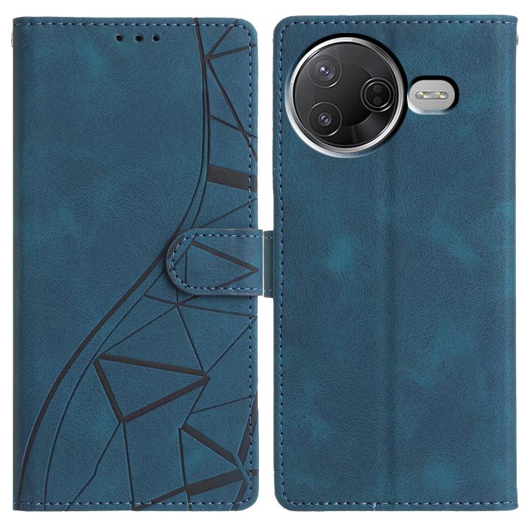 Funda de cuero con relieve de triángulos para Xiaomi Poco F7 Pro/F7 Ultra (azul)