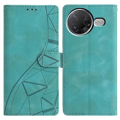 Funda de cuero con relieve de triángulos para Xiaomi Poco F7 Pro/F7 Ultra (verde)