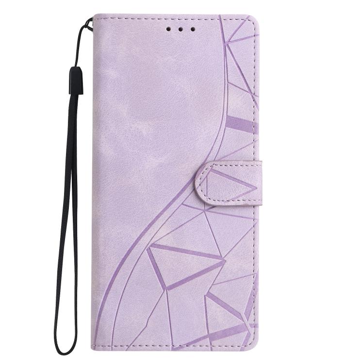 Funda de cuero con relieve de triángulos para Xiaomi Poco M7 Pro 5G (morado)