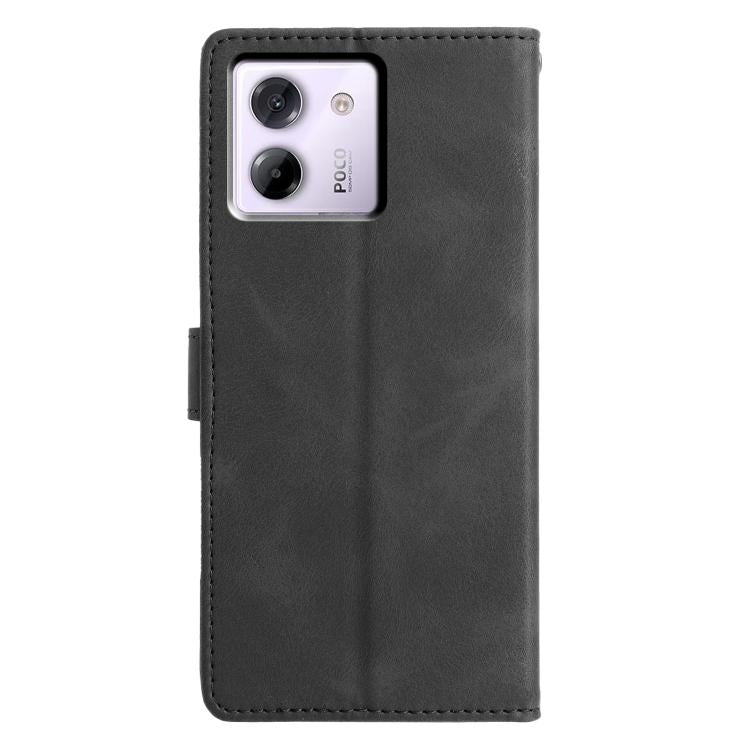 Funda de cuero con relieve de triángulos para Xiaomi Poco M7 Pro 5G (negra)