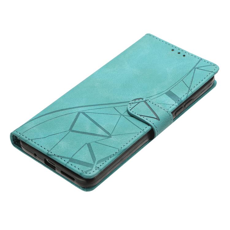 Funda de cuero con relieve de triángulos para Xiaomi Poco M7 Pro 5G (verde)