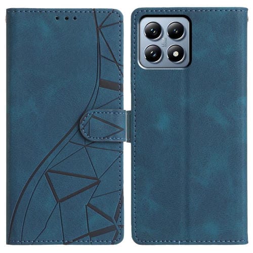 Funda de cuero con relieve de triángulos para Xiaomi 15T Pro 5G (azul)