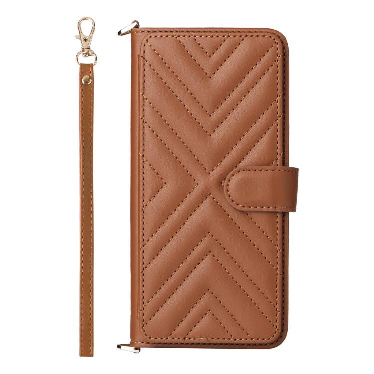 Funda de cuero multifuncional para Huawei Nova 14 Pro 5G con 6 ranuras para tarjetas y correa para la muñeca (marrón)