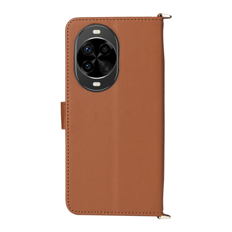 Funda de cuero multifuncional para Huawei Nova 14 Pro 5G con 6 ranuras para tarjetas y correa para la muñeca (marrón)