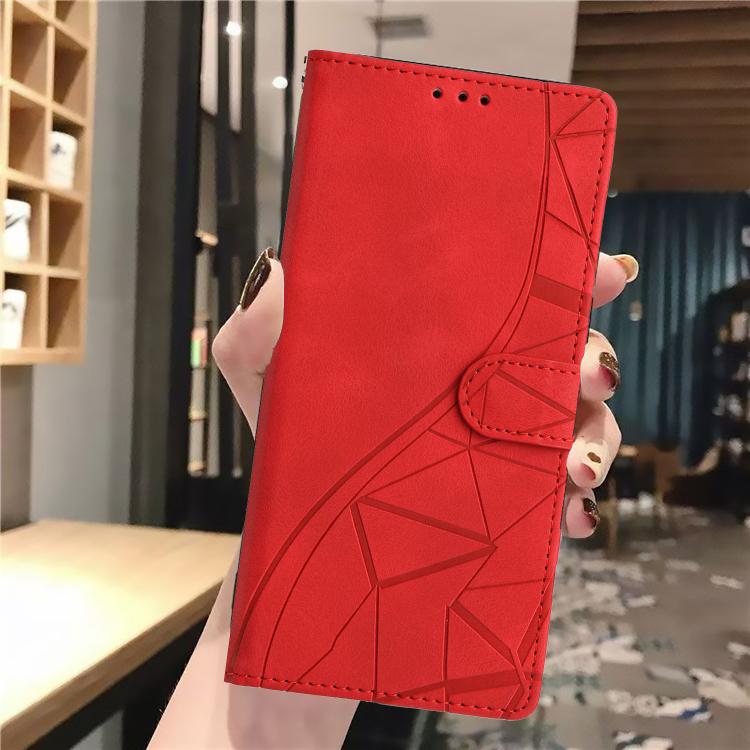 Funda de cuero con relieve de triángulos para Redmi A5 4G (173,3 mm) (roja)