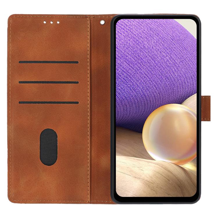 Funda de cuero con relieve de triángulos para Redmi K80/K80 Pro (marrón)