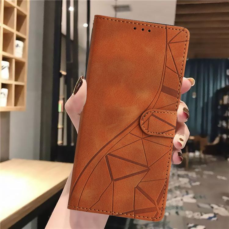Funda de cuero con relieve de triángulos para Redmi K80/K80 Pro (marrón)