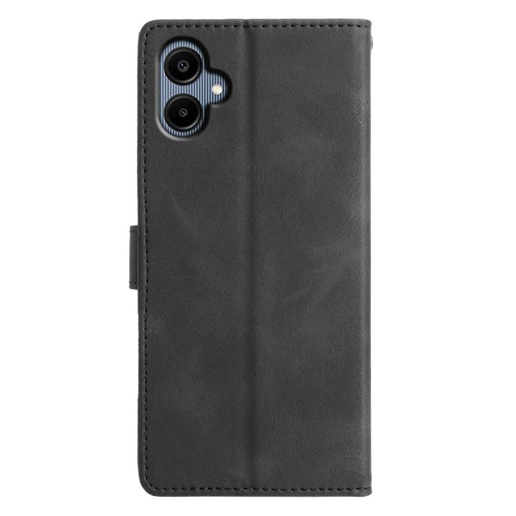 Funda de cuero con relieve de triángulos para Samsung Galaxy A07 (negra)