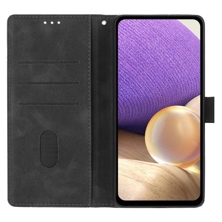 Funda de cuero con relieve de triángulos para Samsung Galaxy A07 (negra)