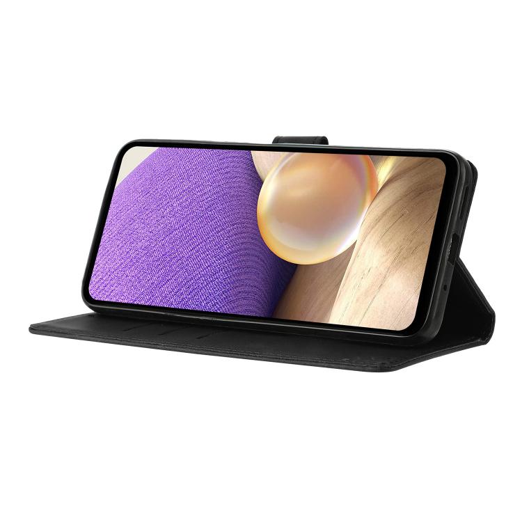 Funda de cuero con relieve de triángulos para Samsung Galaxy A07 (negra)