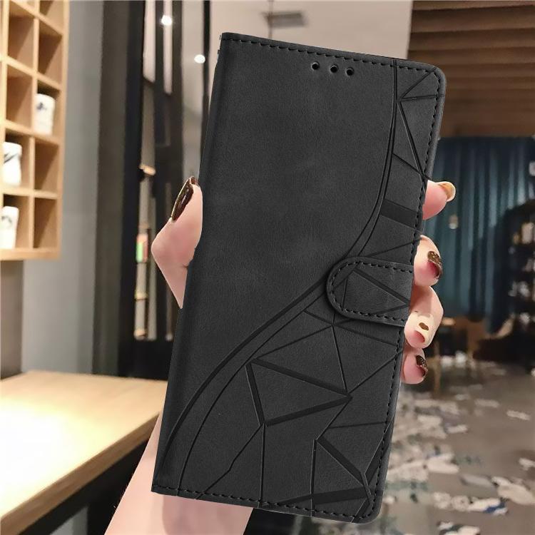 Funda de cuero con relieve de triángulos para Samsung Galaxy A07 (negra)