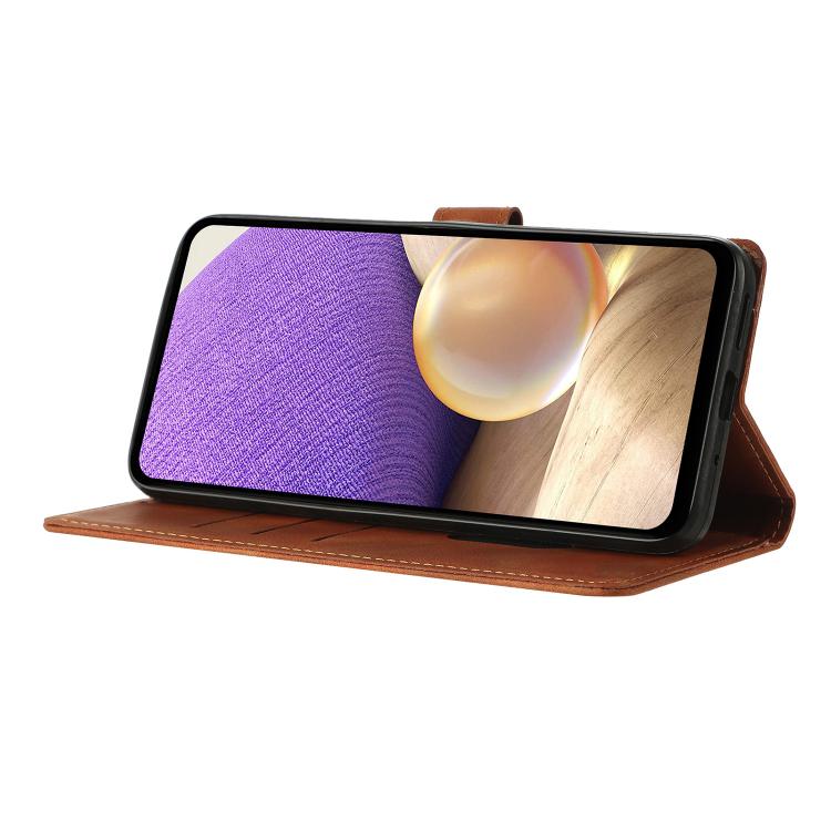 Funda de cuero con relieve de triángulos para Samsung Galaxy A07 (marrón)
