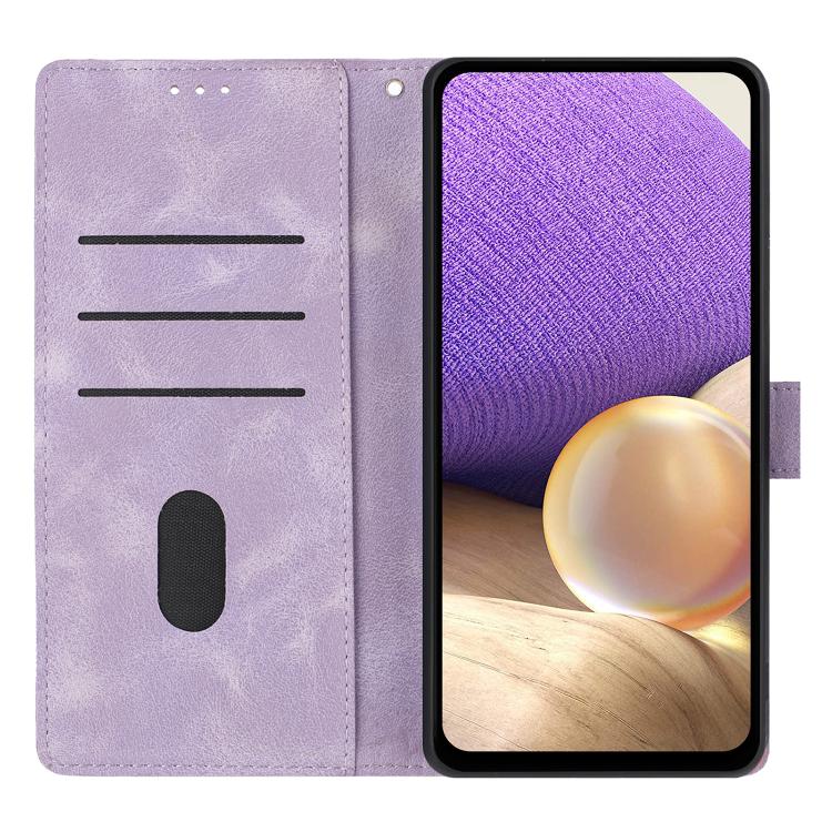 Funda de cuero con relieve de triángulos para Samsung Galaxy A17 (morado)
