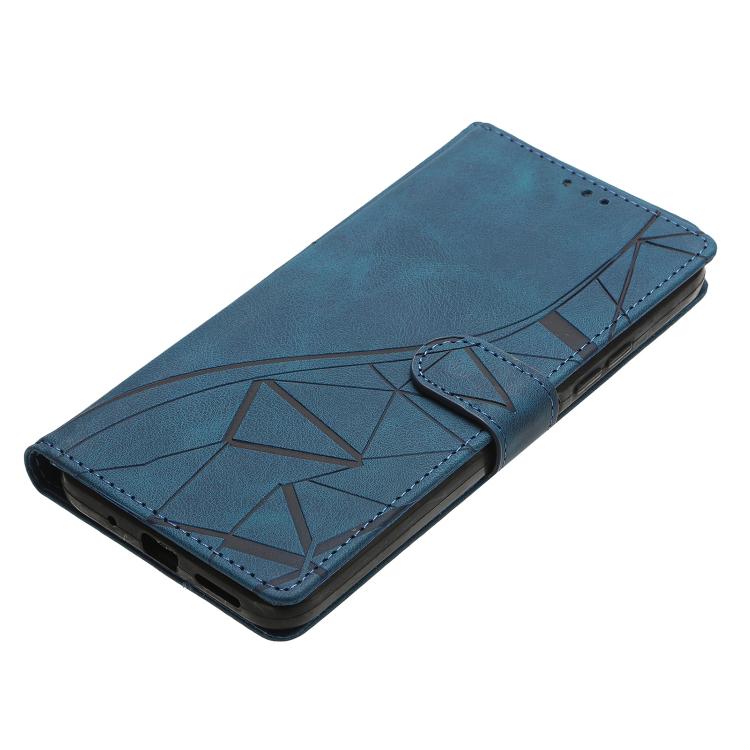 Funda de cuero con relieve de triángulos para Samsung Galaxy A17 (azul)