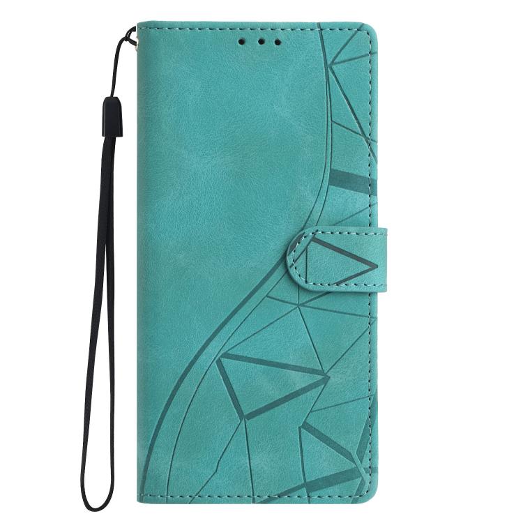 Funda de cuero con relieve de triángulos para Samsung Galaxy A17 (verde)