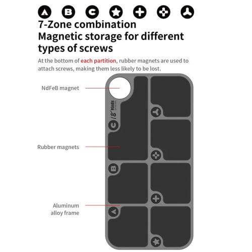 Coussin de stockage de vis avec combinaison magnétique en alliage de 7 zones et 18 types