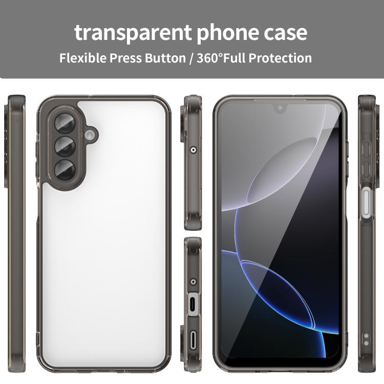 Funda híbrida de TPU y policarbonato para Samsung Galaxy A17 5G, a prueba de golpes y con airbag (negro transparente)