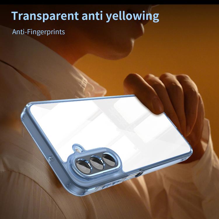 Funda híbrida de TPU y policarbonato para Samsung Galaxy A17 5G, a prueba de golpes y con airbag (azul transparente)